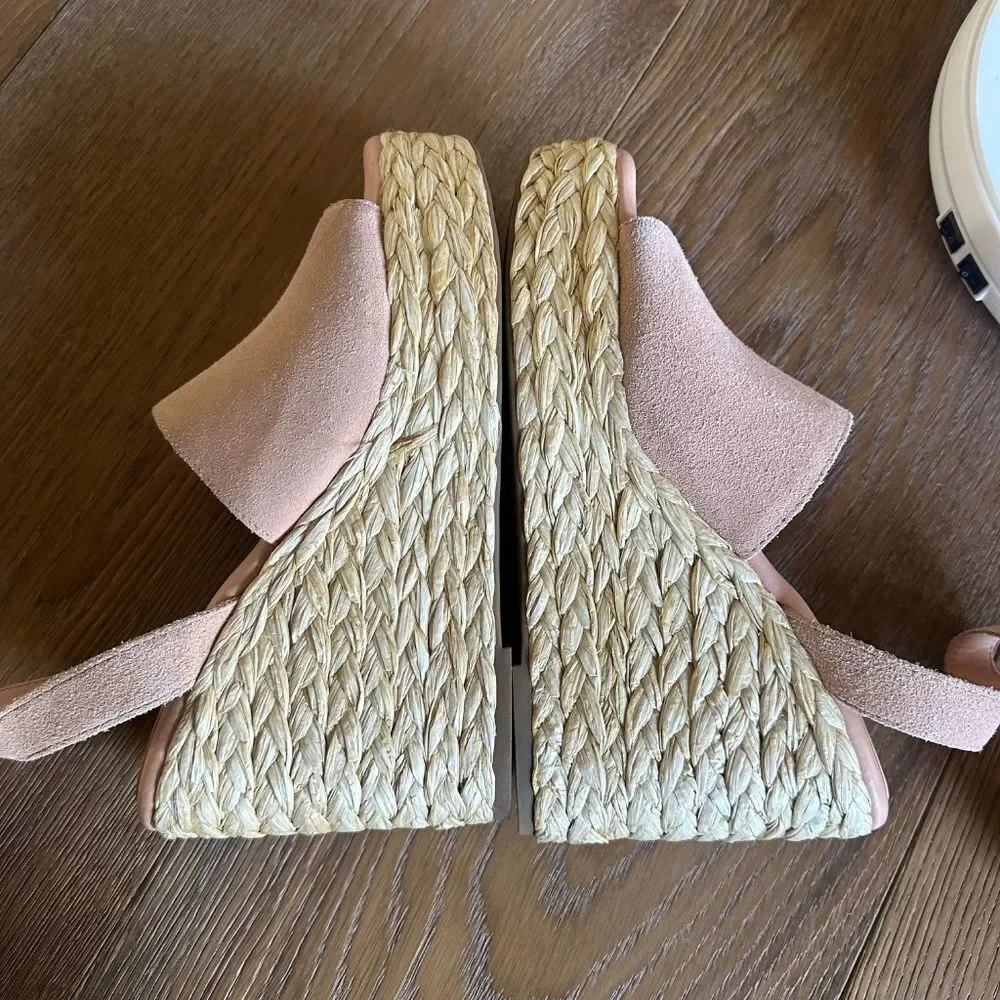 MARC FISHER LTD Nelly Ankle Strap Wedge Sandal Light Pink 681 Platform Size 9